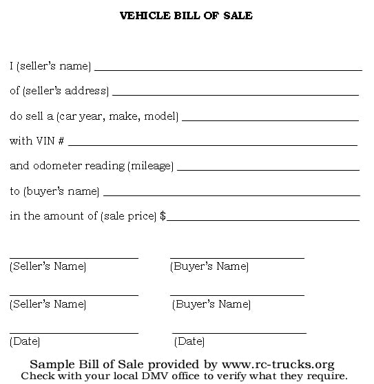 bill of sale sample 79461