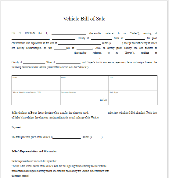 bill of sale template 3641
