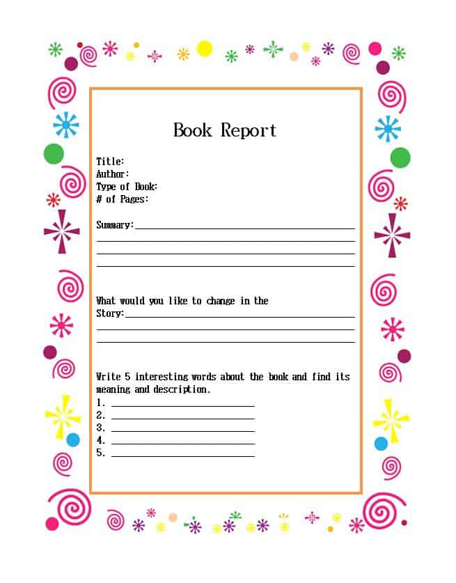 book report layout template
