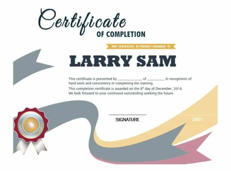 21+ Free 42+ Free Certificate of Completion Templates - Word Excel Formats