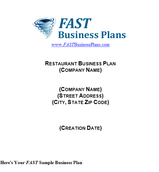 free restaurant business plan template word