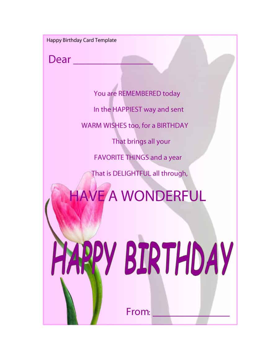 20+ Free 20+ Free Birthday Card Templates - Word Excel Formats With Birthday Card Template Microsoft Word