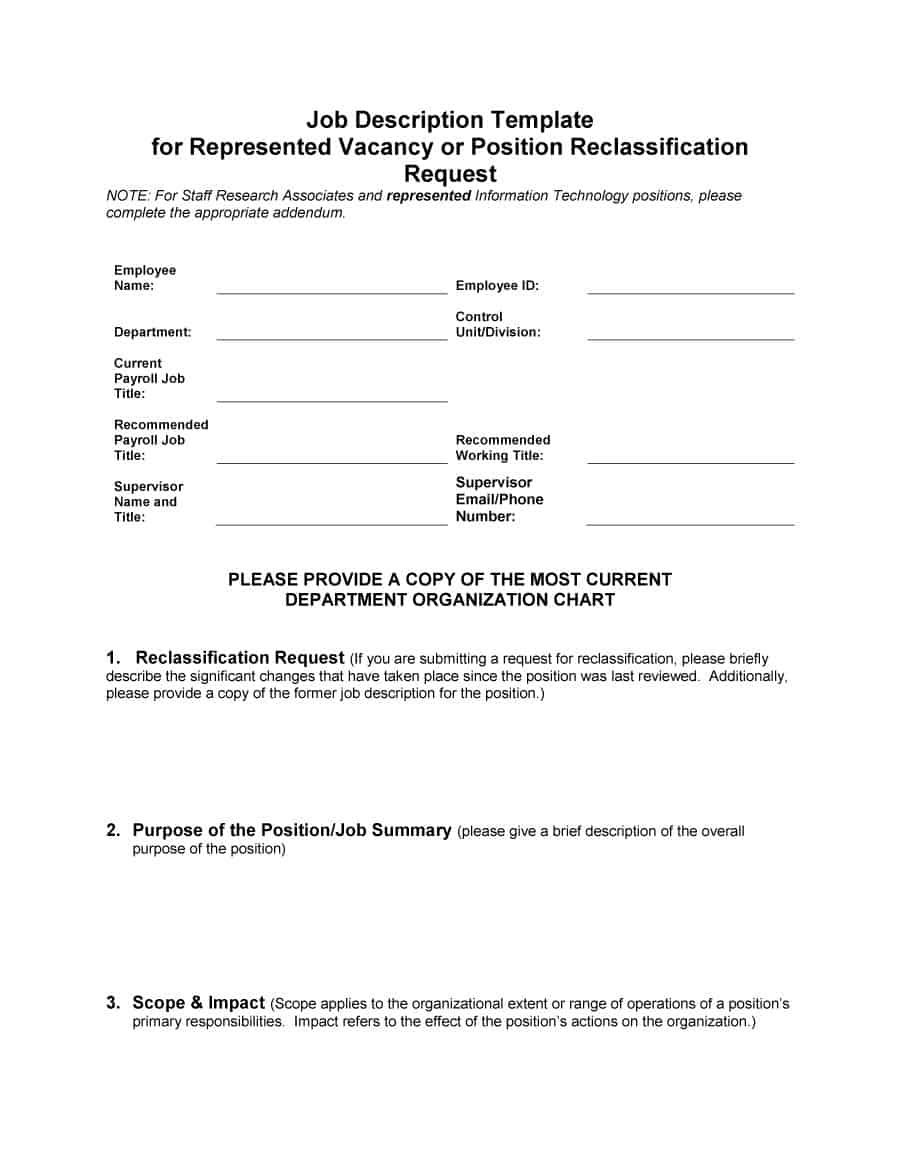 Organizational Chart With Job Description Template