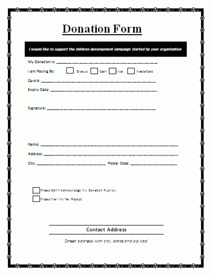 Donation Chart Template