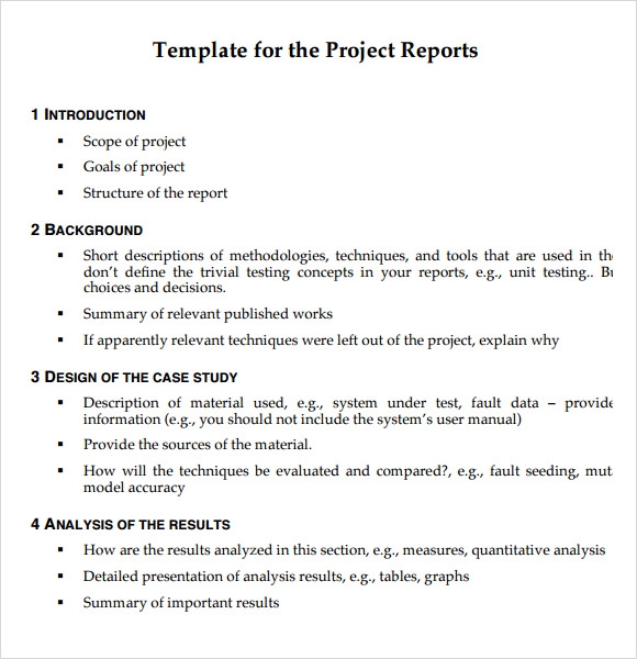 how to write a project analysis report