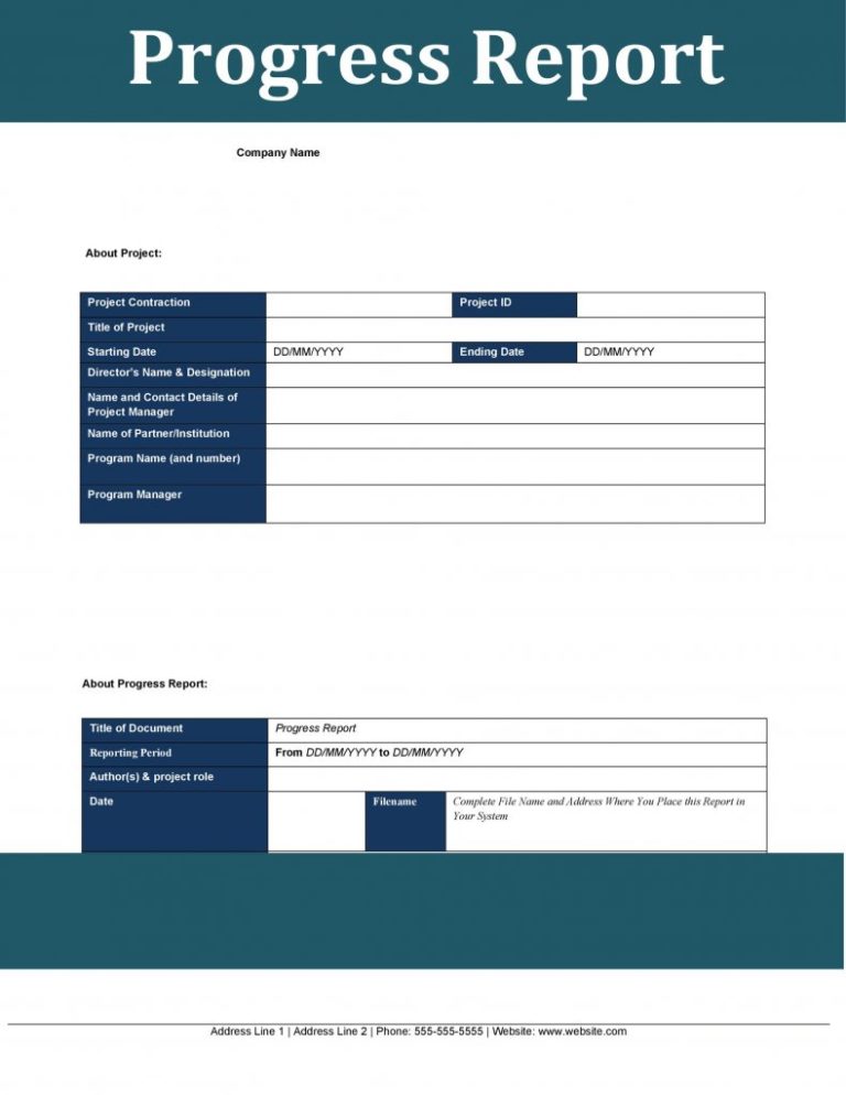 research project progress report template