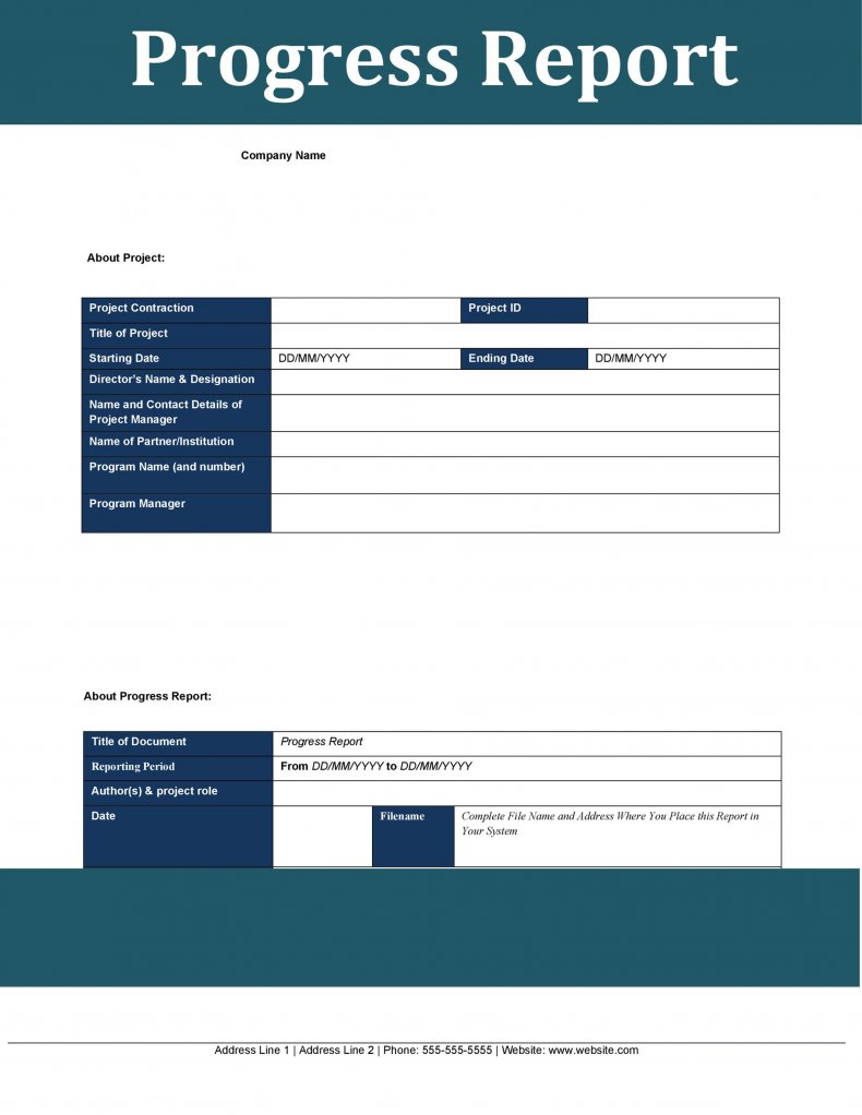 Company Progress Report Template