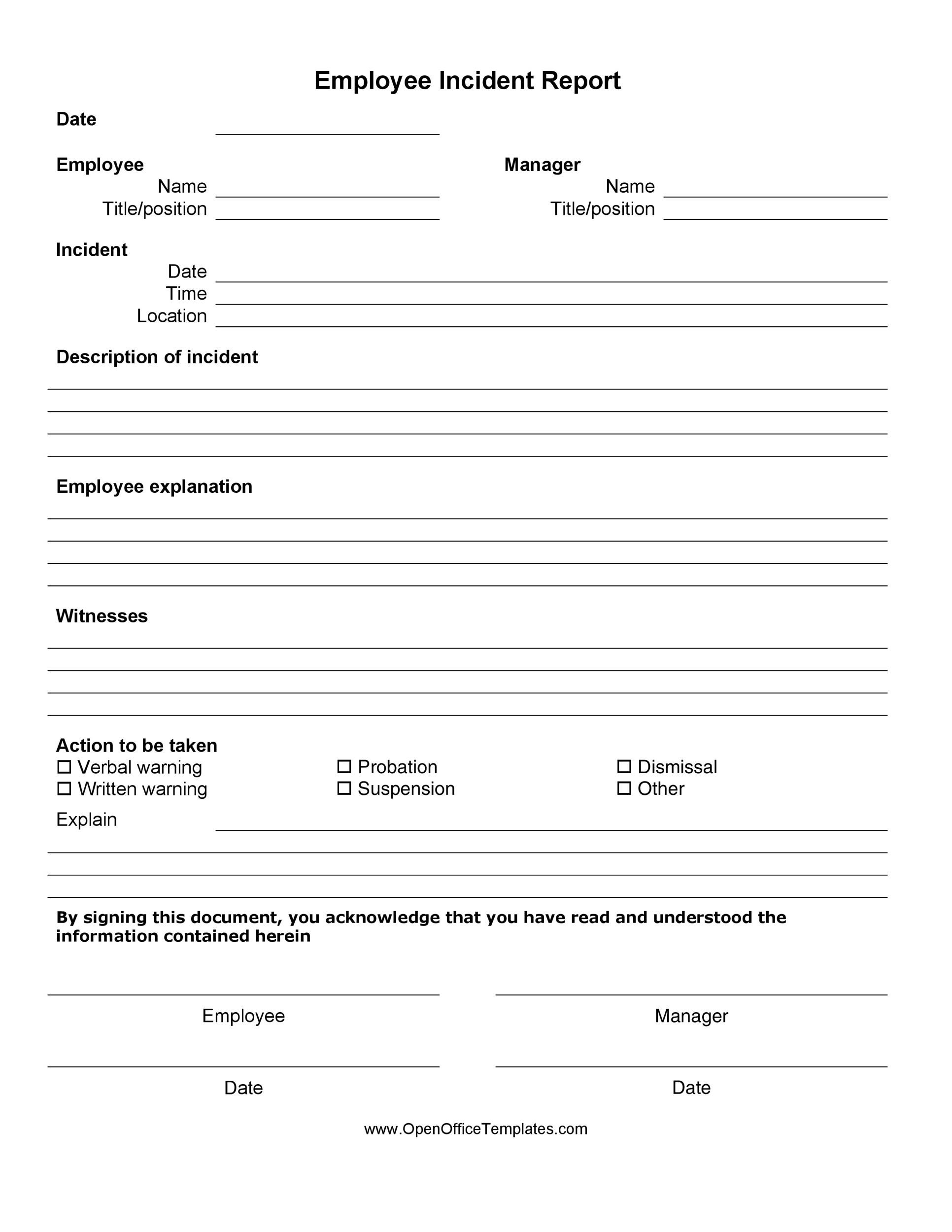 23+ Free 23+ Free Incident Report Templates - Word Excel Formats Regarding Incident Report Log Template