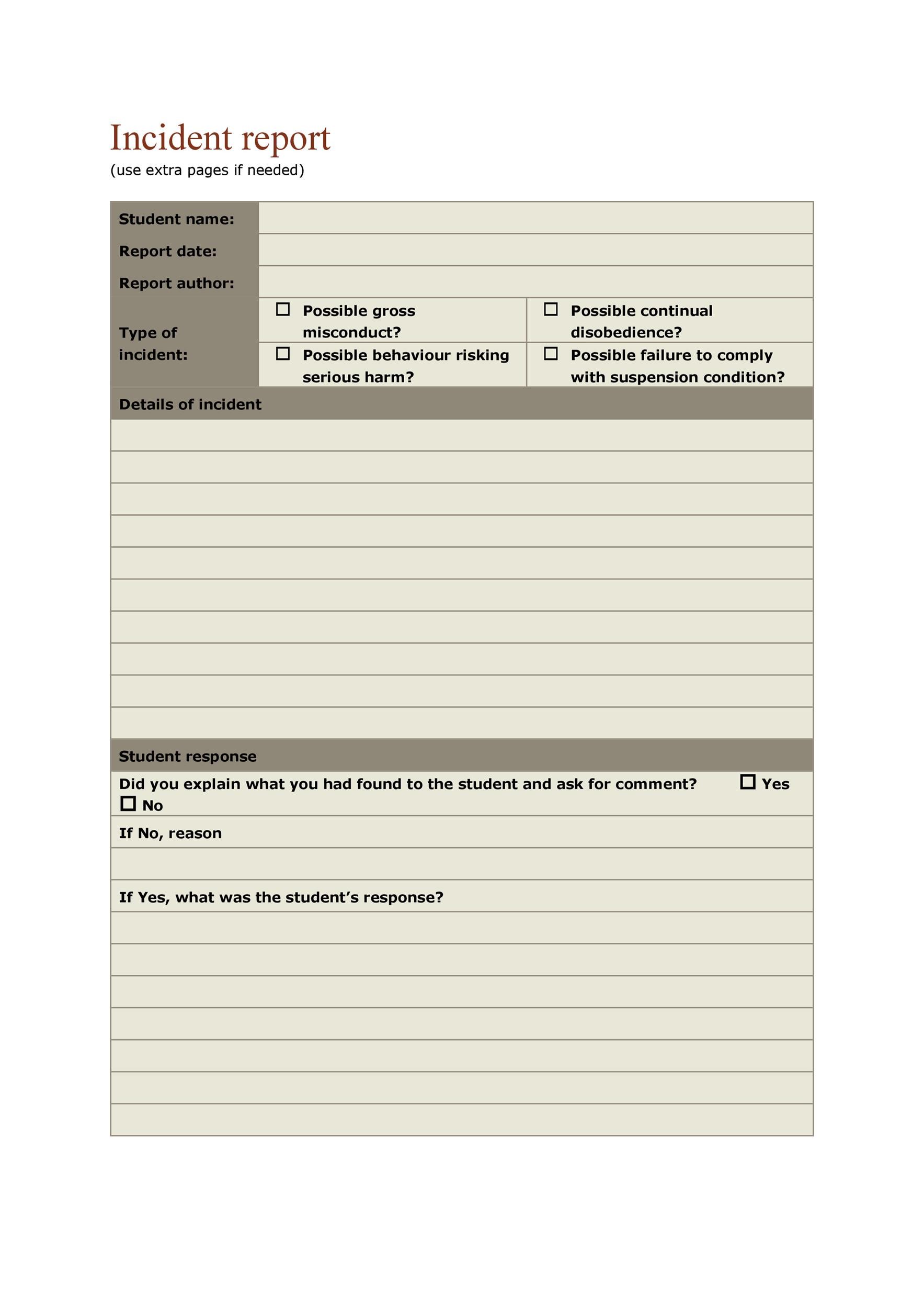 22+ Free 22+ Free Incident Report Templates - Word Excel Formats For Incident Report Template Uk