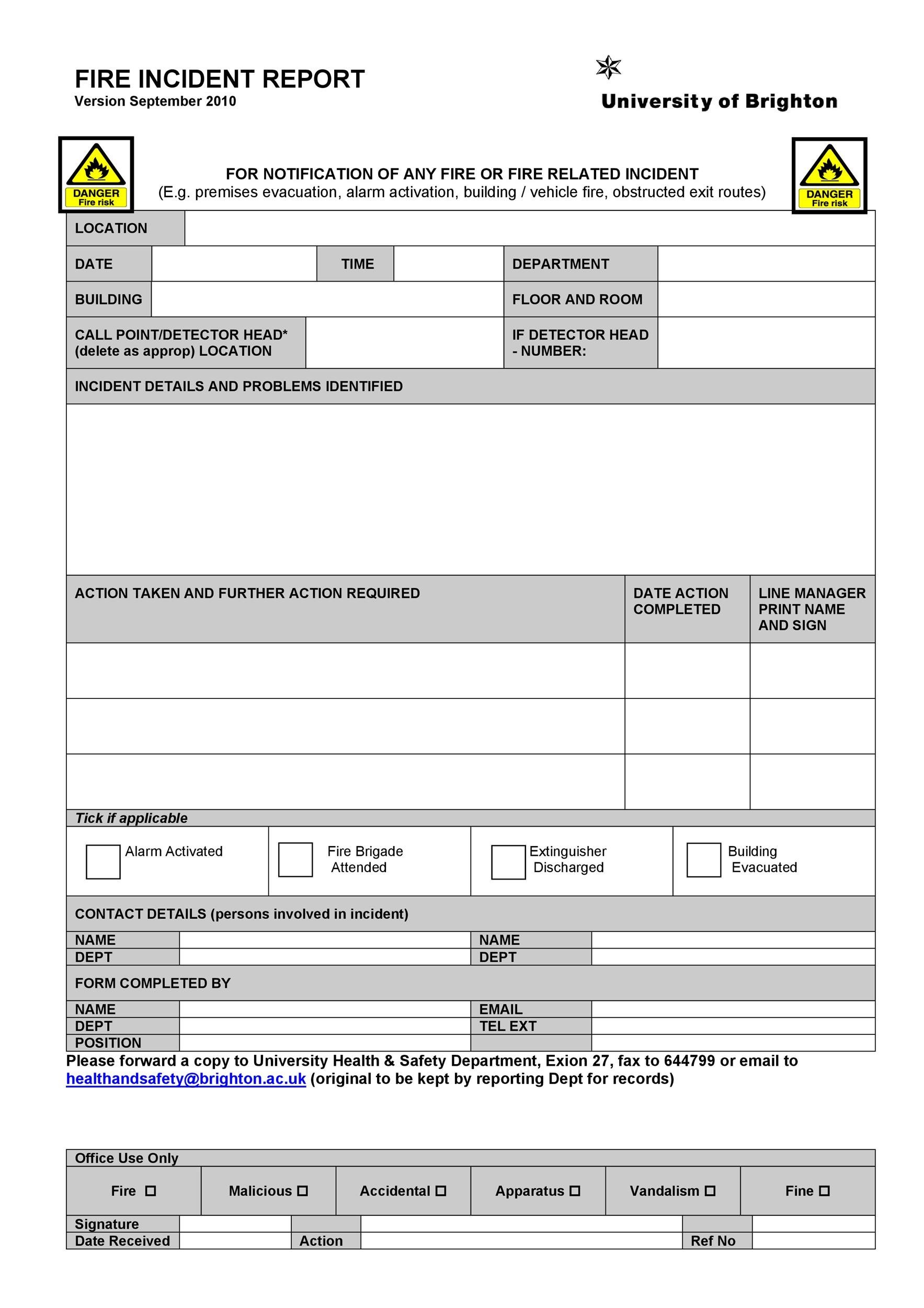 22+ Free 22+ Free Incident Report Templates - Word Excel Formats For Incident Report Template Uk