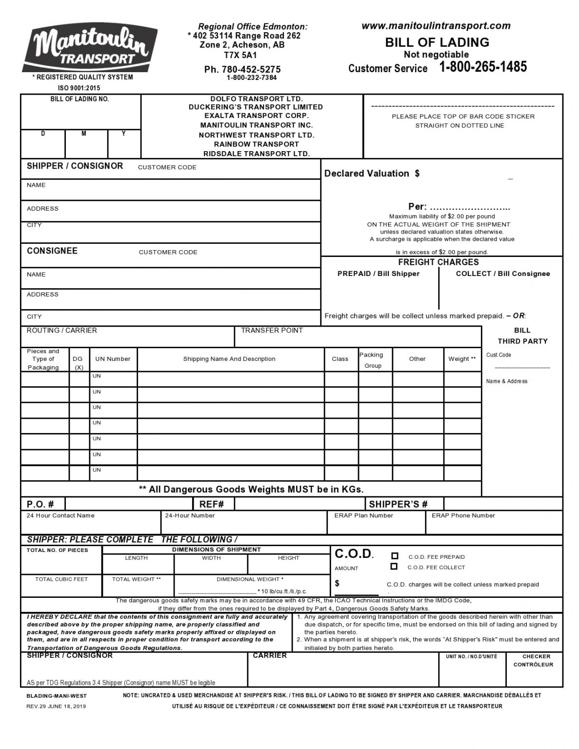 21+ Free 11+ Free Bill of Lading Templates - Word Excel Formats