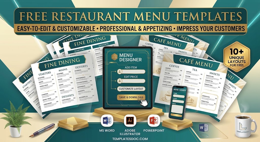 restaurant menu templates