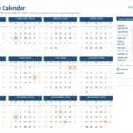 2026 yearly office calendar template in Word with 12 blue mini months and a holiday list