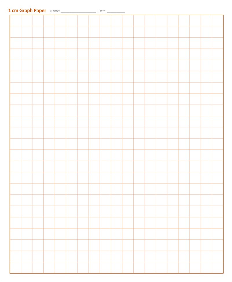 One centimeter graph paper template in Word with orange large square grid
