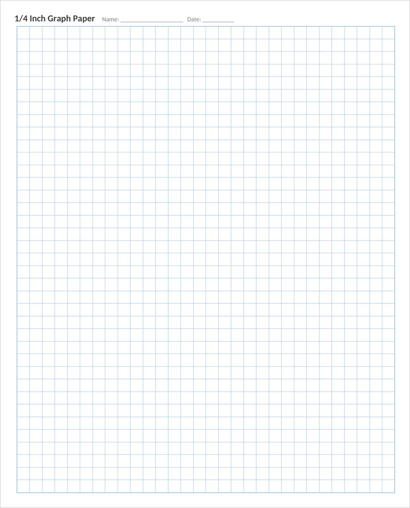 Quarter inch graph paper template in Word with light blue square grid